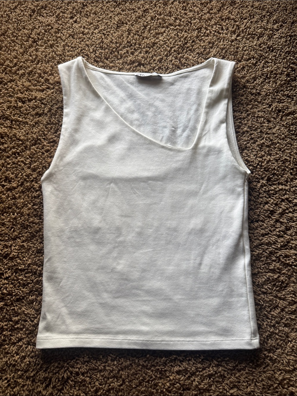 Zara White Asymmetric Tank Top